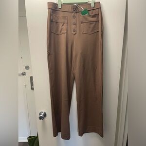 High Waisted Button Multiple Pockets Straight Leg Casual Pants - Tall